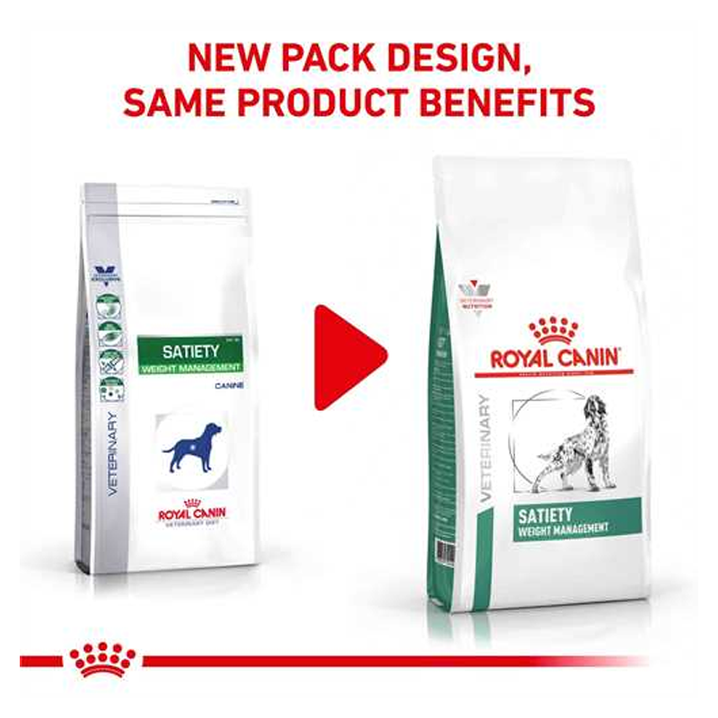  عکس تغییرات بسته بندی غذای خشک سگ رویال کنین مدل Satiety Support وزن 1.5 کیلوگرم 