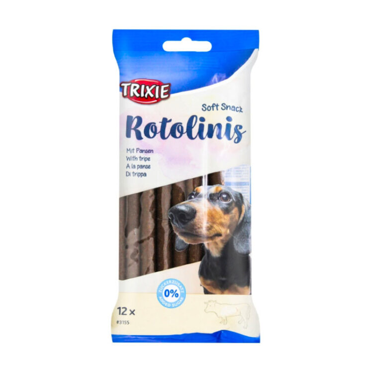 تصویر تشویقی سگ رولی تریکسی با طعم سیرابی گاو Trixie Soft Snack Rotolinis بسته 12 عددی