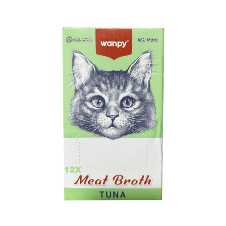 عکس بسته‌بندی سوپ گربه ونپی با طعم ماهی تن Wanpy Cat Meat Broth With Tuna وزن 50 گرم