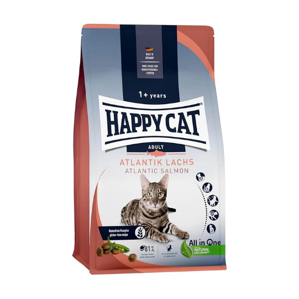تصویر ترکیبات غذای خشک گربه هپی کت با طعم سالمون Happy Cat Culinary Atlantic Salmon وزن 4 کیلوگرم