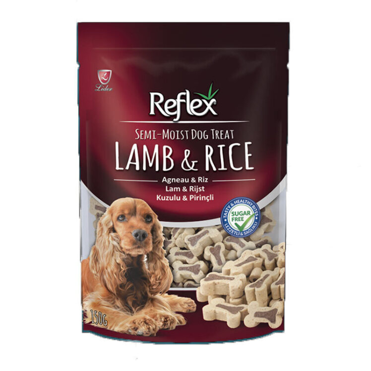 تصویر تشویقی سگ با طعم بره و برنج رفلکس Reflex Lamb & Rice وزن 150 گرم