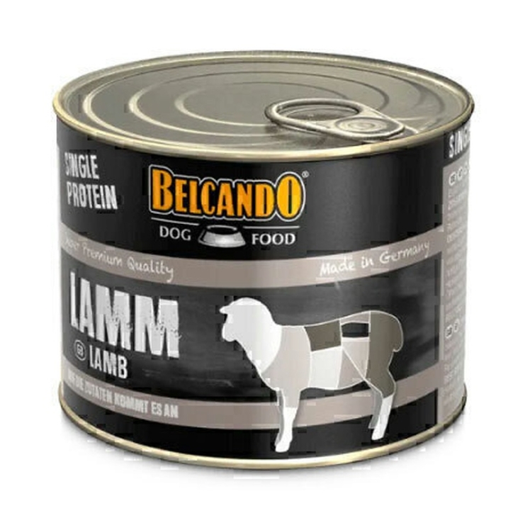 تصویر محتویات کنسرو غذای سگ بلکاندو با طعم گوشت بره Belcando Single Protein With Lamb وزن 200 گرم