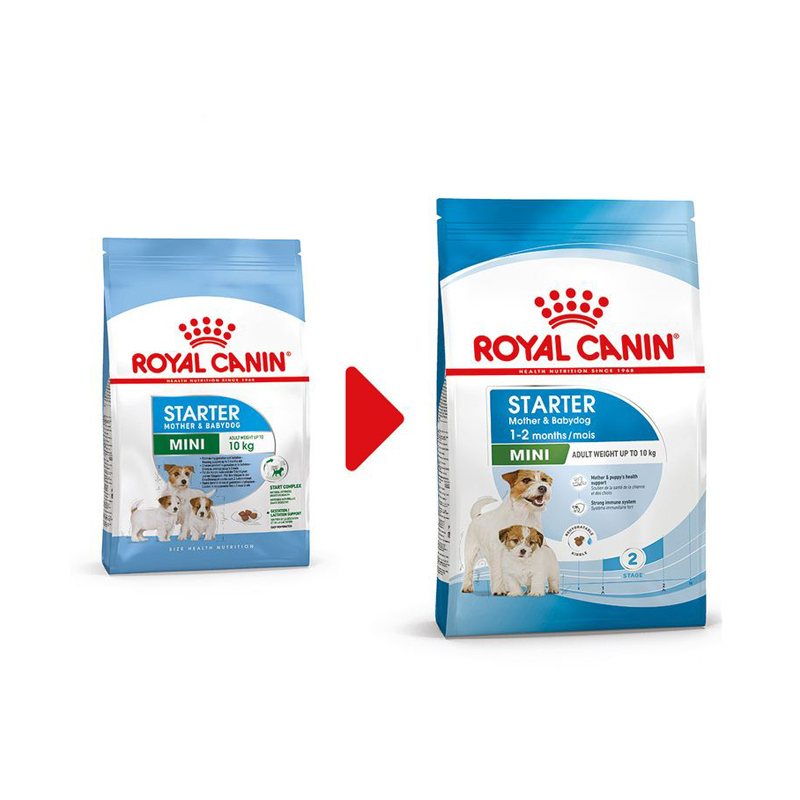  تصویر ندی قدیمی و جدید 2 غذای خشک مادر و بچه سگ رویال کنین Royal Canin Mini Starter Mother & Babydog وزن 4 کیلوگرم 