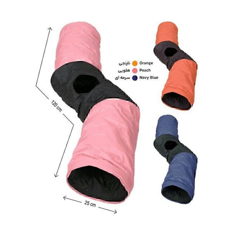 عکس تونل گربه کدیپک مدل زیگزاگ پارچه‌ای Kedipek Zigzag Tunnel ابعاد 120x25 سانتی‌متر رنگ نارنجی