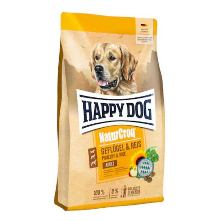 تصویر غذای خشک سگ هپی داگ با طعم مرغ و برنج Happy Dog NaturCroq Chicken & Rice وزن 4 کیلوگرم از نمای رو به رو