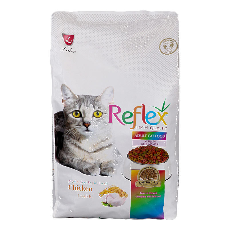  تصویر غذای خشک گربه رفلکس مولتی کالر با طعم مرغ Reflex Multi Color Chicken وزن 3 کیلوگرم 