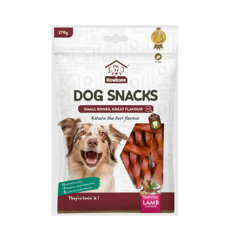  تصویر اسنک پیچی سگ هابون با طعم گوشت بره Howbone Dog Twist Snacks With Lamb Flavour وزن 270 گرم 