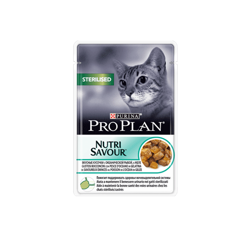  پوچ گربه عقیم شده پروپلن ProPlan Sterilised Salmon وزن 85 گرم 