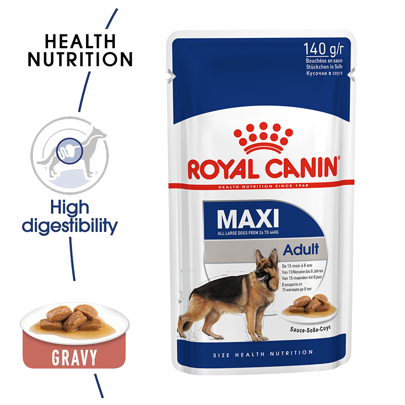  عکس جزییات پوچ سگ رویال کنین مدل Maxi Adult وزن 140 گرم 