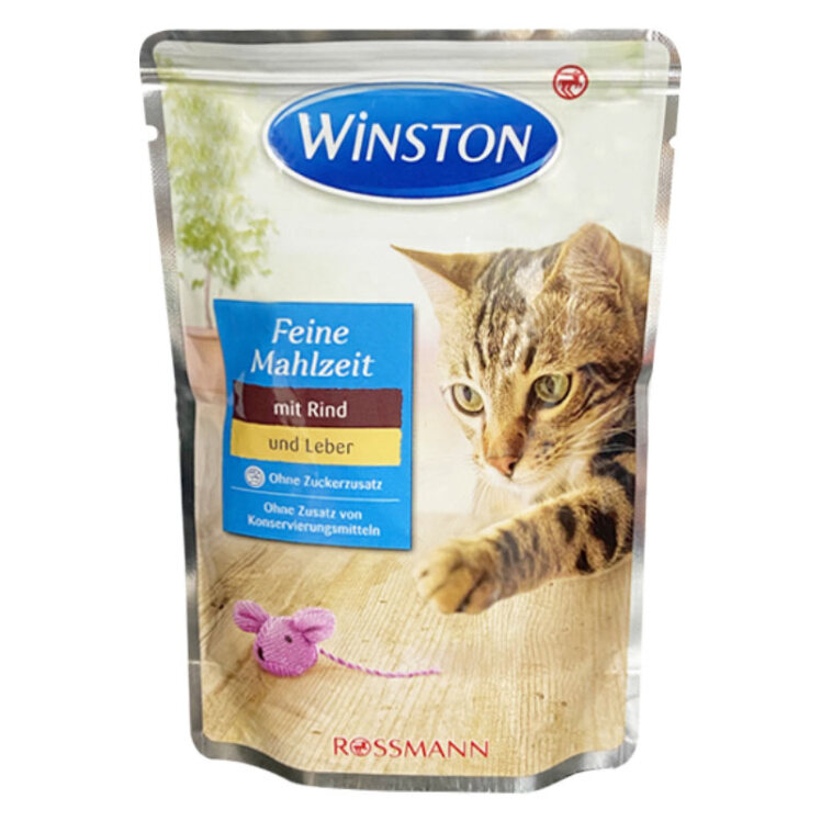 تصویر پوچ گربه وینستون با طعم گوشت گاو و جگر Winston Beef & Liver وزن 100 گرم