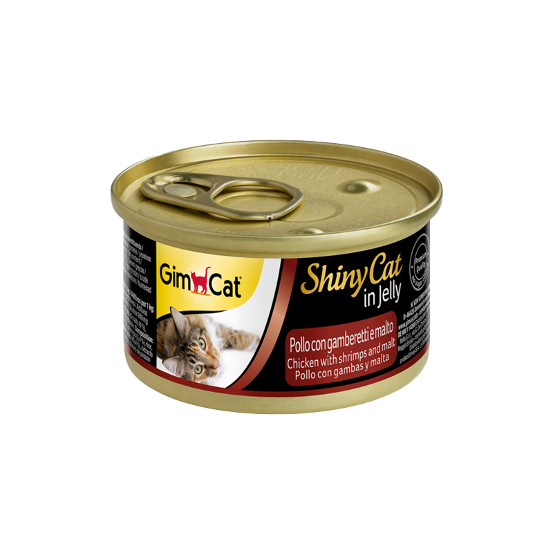  کنسرو غذای گربه جیم‌ کت با طعم مرغ و میگو و مالت GimCat Chicken & Shrimps & Malt وزن 70 گرم 