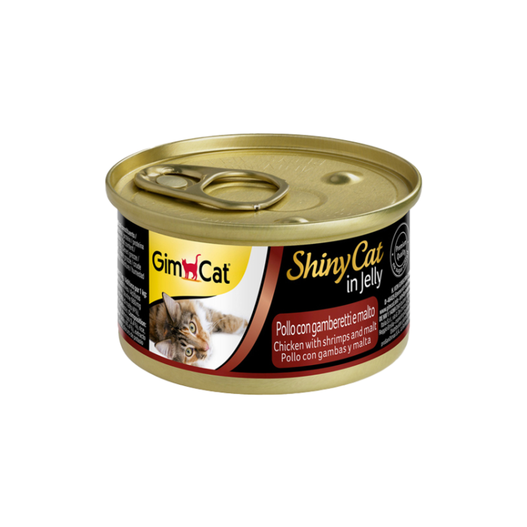 کنسرو غذای گربه جیم‌ کت با طعم مرغ و میگو و مالت GimCat Chicken & Shrimps & Malt وزن 70 گرم