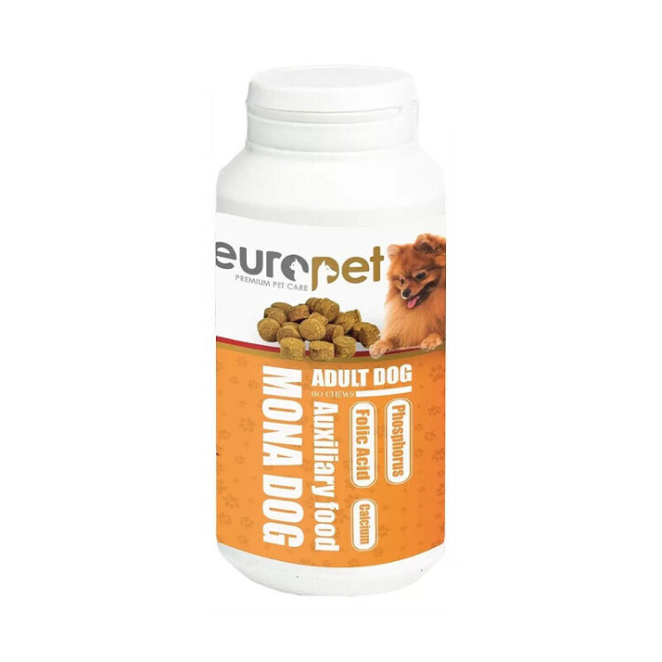 عکس تشویقی سگ بالغ مونا یوروپت مدل نارنجی Europet Mona Dog Go Chews بسته 60 عددی