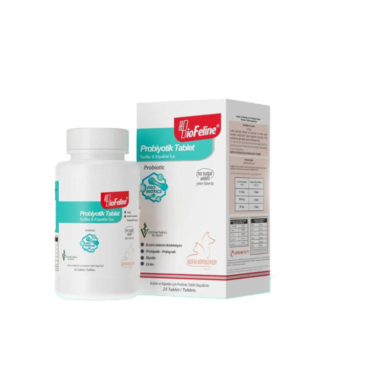 تصویر قرص پروبیوتیک گربه و سگ بیوفلاین Biofeline Probiotic Tablet تعداد 25 عدد