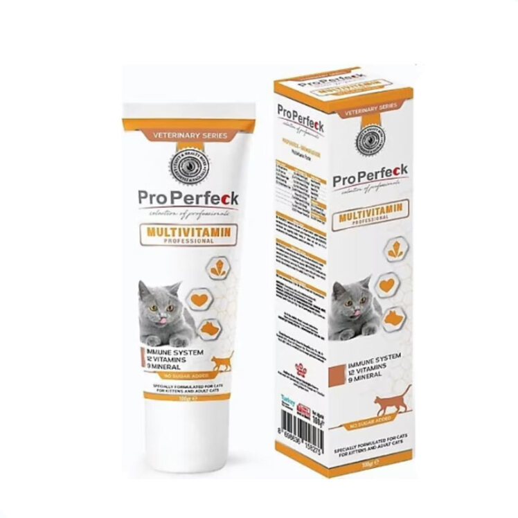 خمیر مالت همراه با مولتی ویتامین گربه پروپرفک Properfeck Cat Multivitamin Paste وزن 100 گرم از نمای رو به رو