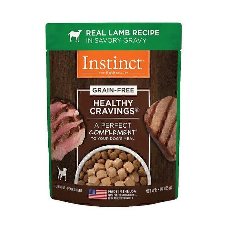 تصویر پشت پوچ سگ اینستینکت با طعم گوشت بره در سس Instinct In Savory Gravy With Lamb وزن 85 گرم