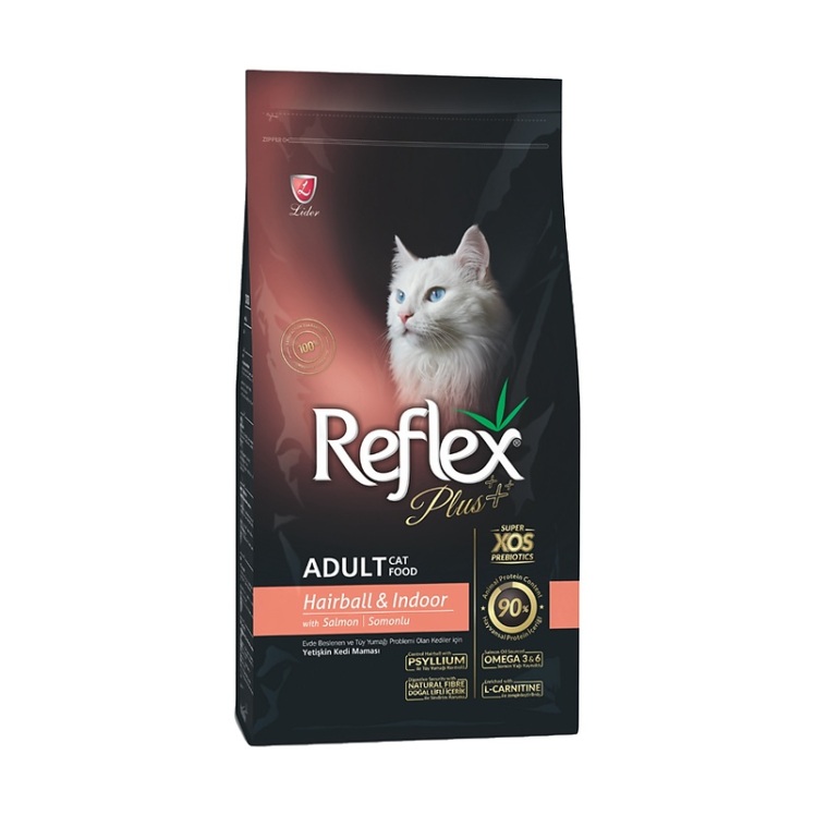 غذای خشک گربه باطعم سالمون مدل هربال رفلکس پلاس Reflex Plus Hairball & Indoor with Salmon وزن 15 کیلوگرم 