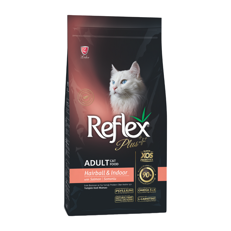  غذای خشک گربه باطعم سالمون مدل هربال رفلکس پلاس Reflex Plus Hairball & Indoor with Salmon وزن 15 کیلوگرم 