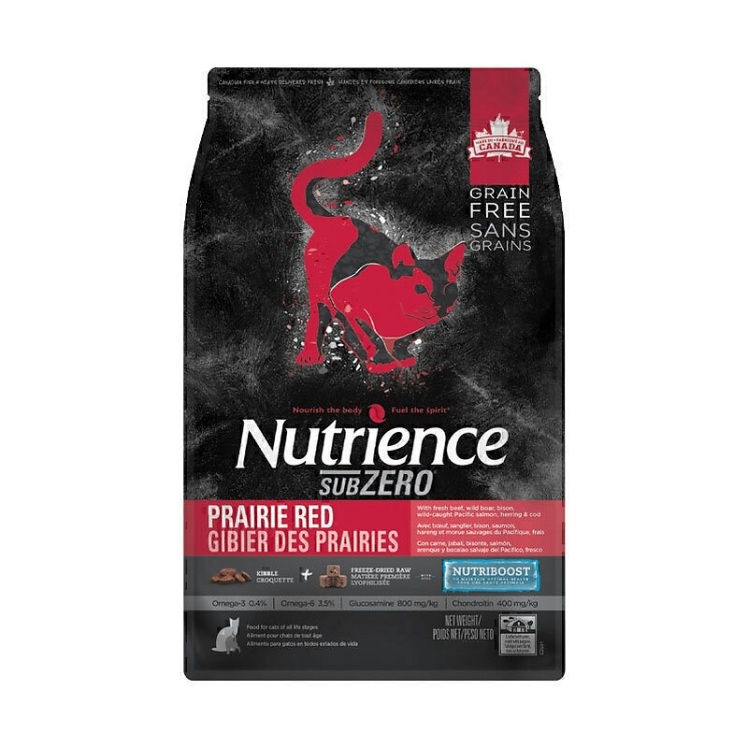 تصویر بسته بندی غذای خشک گربه نوترینس با طعم گوشت Nutrience Subzero Prairie Red وزن 2.27 کیلوگرم از پشت