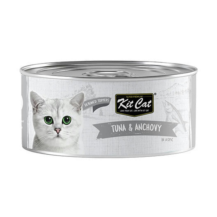 تصویر کنسرو غذای گربه کیت کت با طعم ماهی تن و ماهی ساردین KitCat Tuna & Anchovy وزن 80 گرم