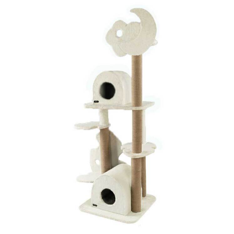 تصویر درخت گربه ابر و ماه نیناپت کد C رنگ خاکستری و شیری