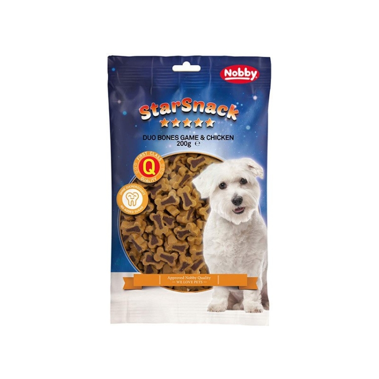 تصویر تشویقی سگ نوبی مدل استخوانی دو رنگ وزن 200 گرم