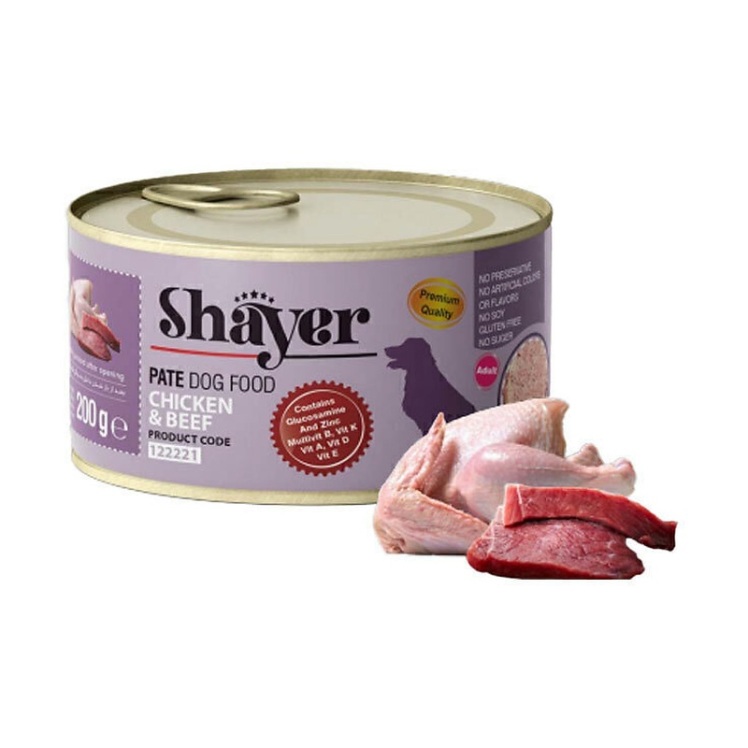 تصویر 2 کنسرو پته مرغ و گوشت قرمز سگ شایر Shayer Pate With Chicken & Beef وزن 200 گرم