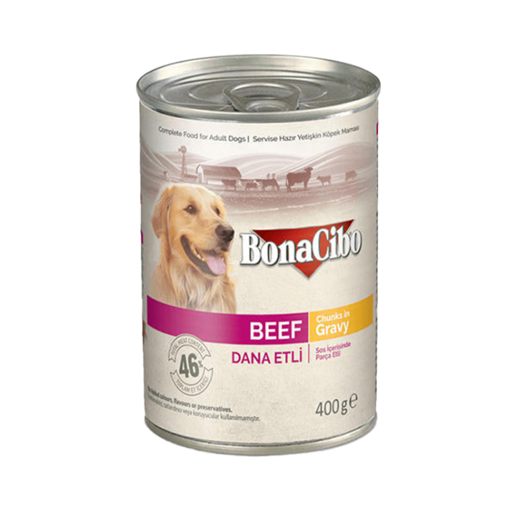 کنسرو غذای سگ بوناسیبو مدل Beef Chunk in Gravy وزن 400 گرم