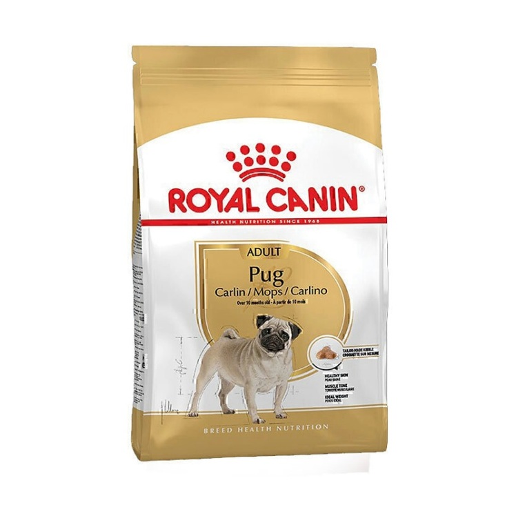 تصویر محتویات غذای خشک سگ رویال کنین مدل Adult Pug وزن 1.5 کیلوگرم