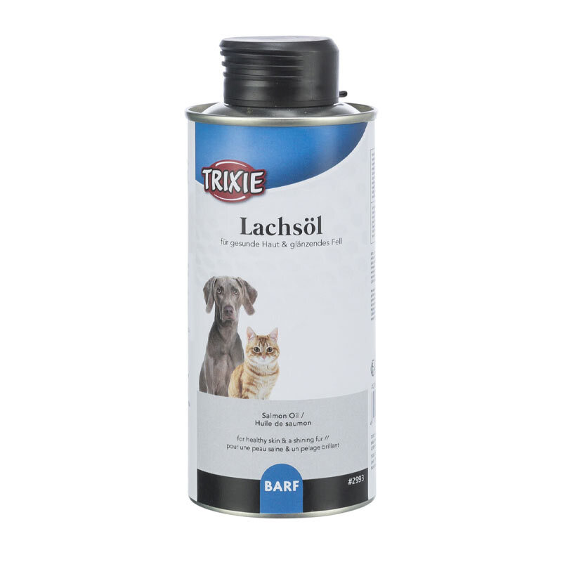  تصویر روغن ماهی سالمون سگ و گربه تریکسی Trixie Salmon Oil For Dogs & Cats حجم 250 میلی لیتر 