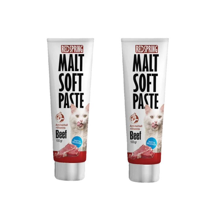 تصویر خمیر مالت گربه رداسپرینگ با طعم گوشت Redspring Malt Soft Paste Beef وزن 100 گرم از نمای رو به رو
