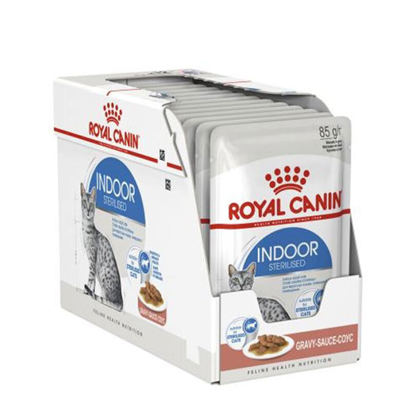  عکس بسته‌بندی پوچ گربه عقیم شده خانگی رویال کنین با طعم مرغ در ژله Royal Canin Indoor Sterilised وزن 85 گرم 