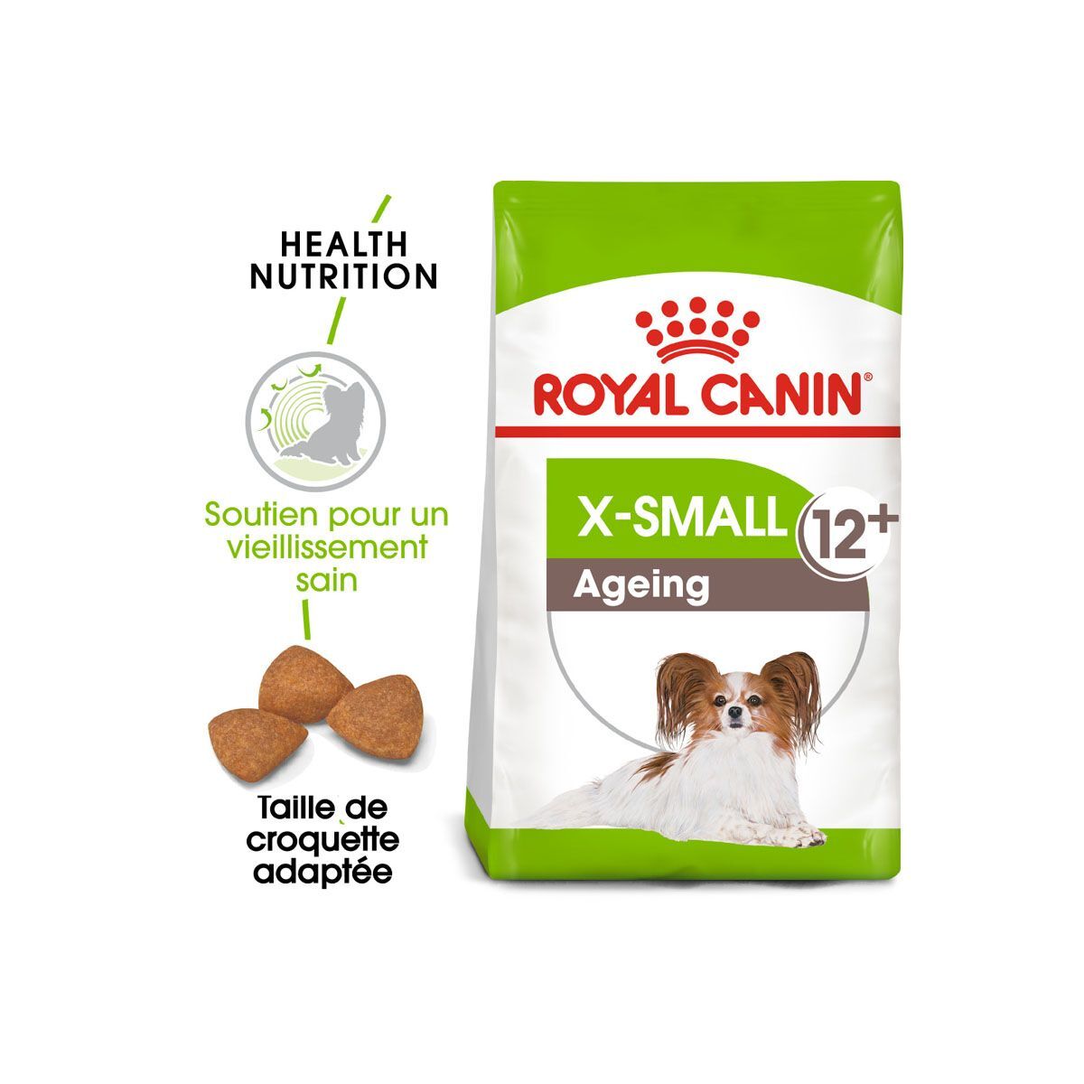  تصویر ویژگی‌های غذای خشک سگ‌های مسن نژاد کوچک رویال کنین Royal Canin Ageing X-Small وزن 1.5 کیلوگرم 