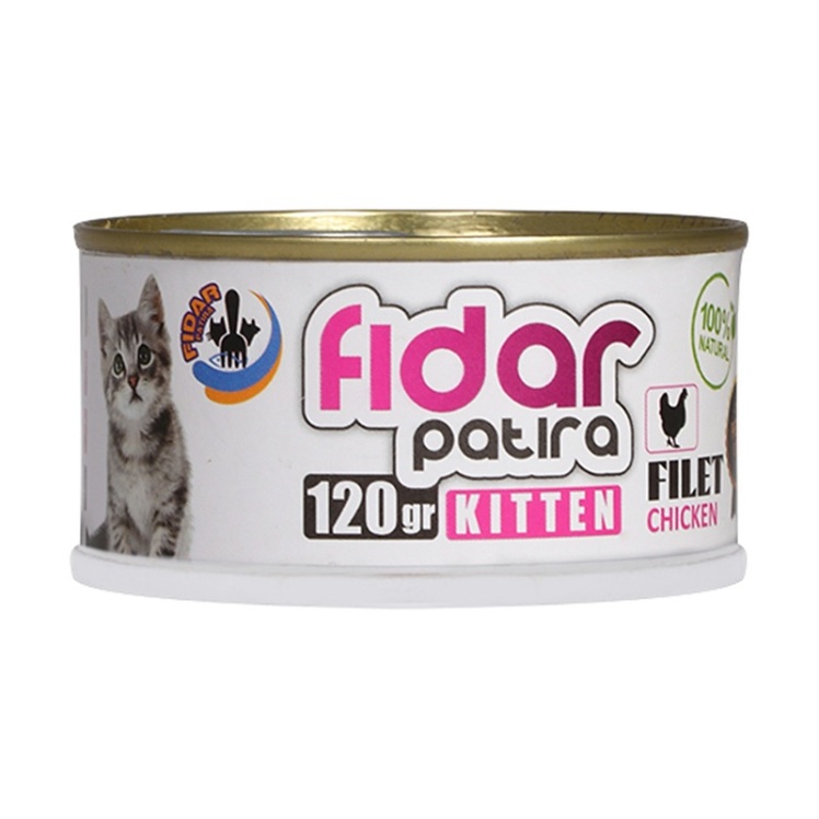 عکس بسته بندی کنسرو غذای بچه گربه فیدار مدل Kitten Chicken Filet وزن 120 گرم