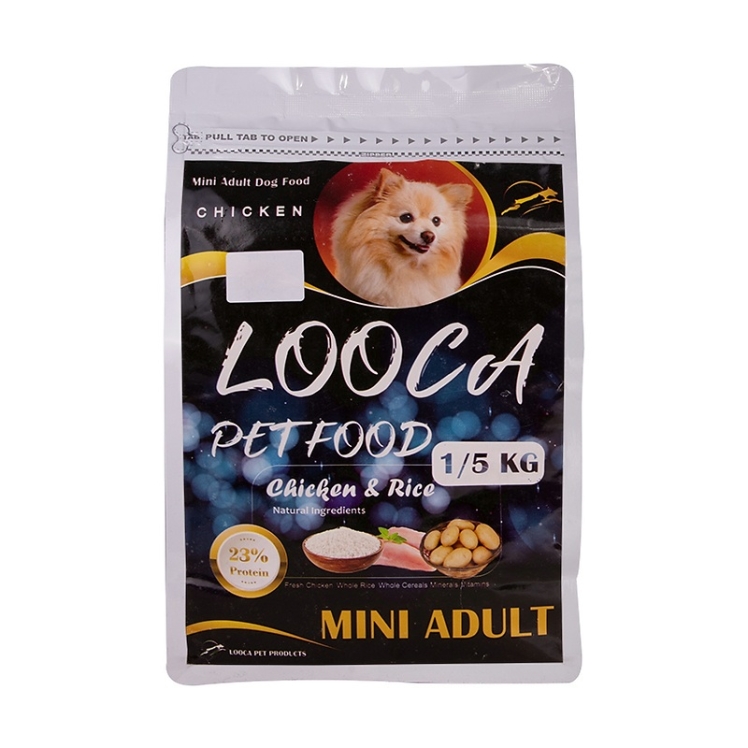 عکس جزییات بسته بندی غذای خشک سگ لوکا مدل Mini Adult Chicken & Rice وزن 1.5 کیلوگرم 