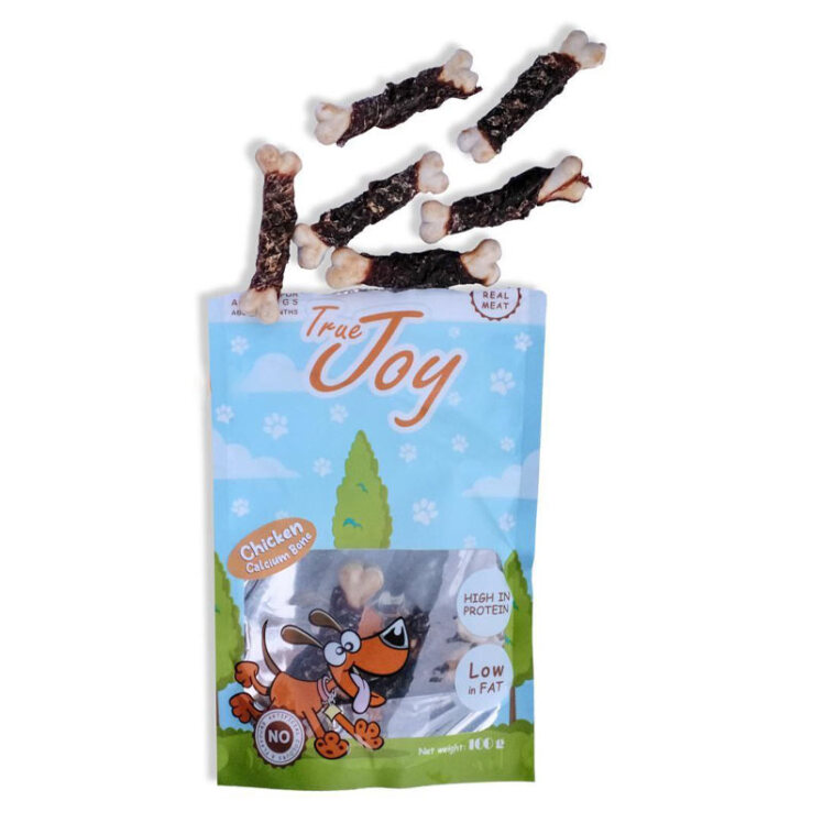 تصویر تشویقی سگ استخوان کلسیمی تروجوی با طعم مرغ 