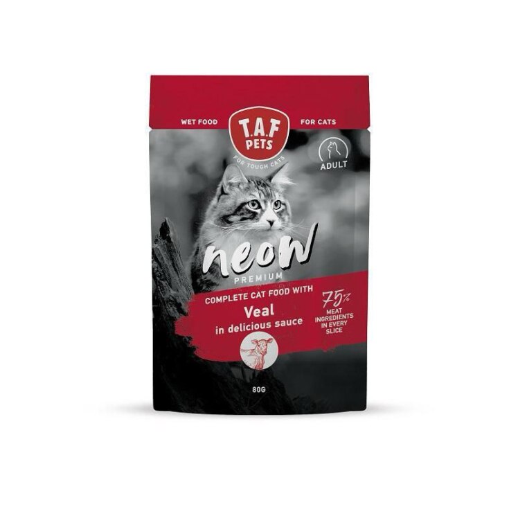 عکس پوچ گربه بالغ تاف پتز با طعم گوشت گوساله T.A.F. Pets Adult Pouch Veal in Sauce وزن 80 گرم