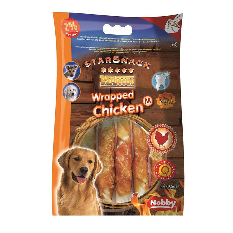 عکس بسته بندی تشویقی سگ نوبی مدل Wrapped Chicken وزن 150 گرم 