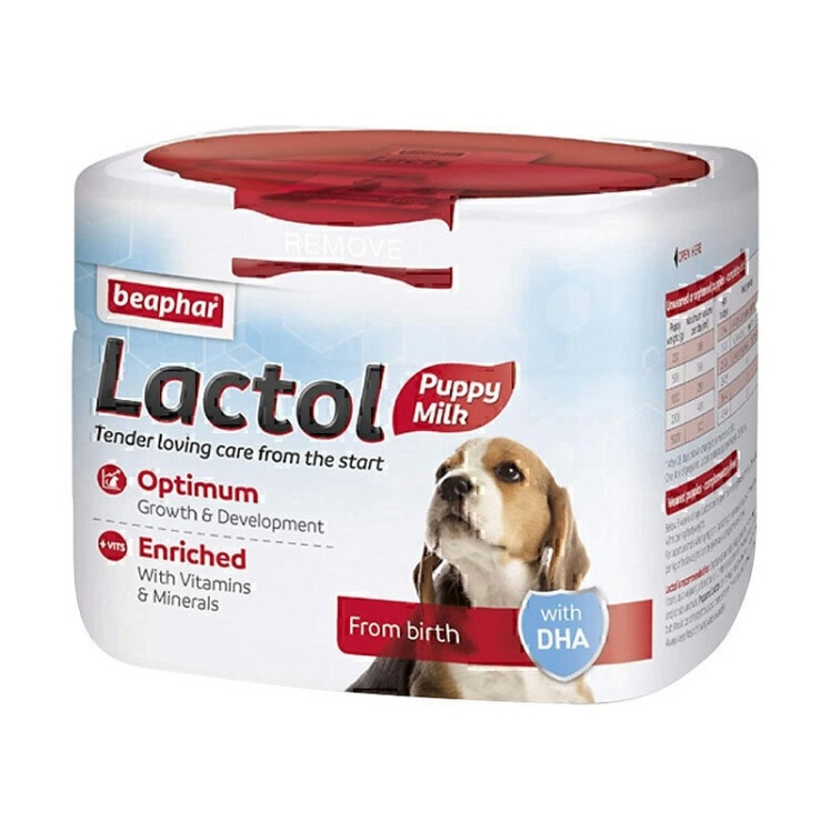 عکس درب و قسمت پلمپ شیر خشک سگ بیفار Beaphar Dog Milk Powder وزن 500 گرم