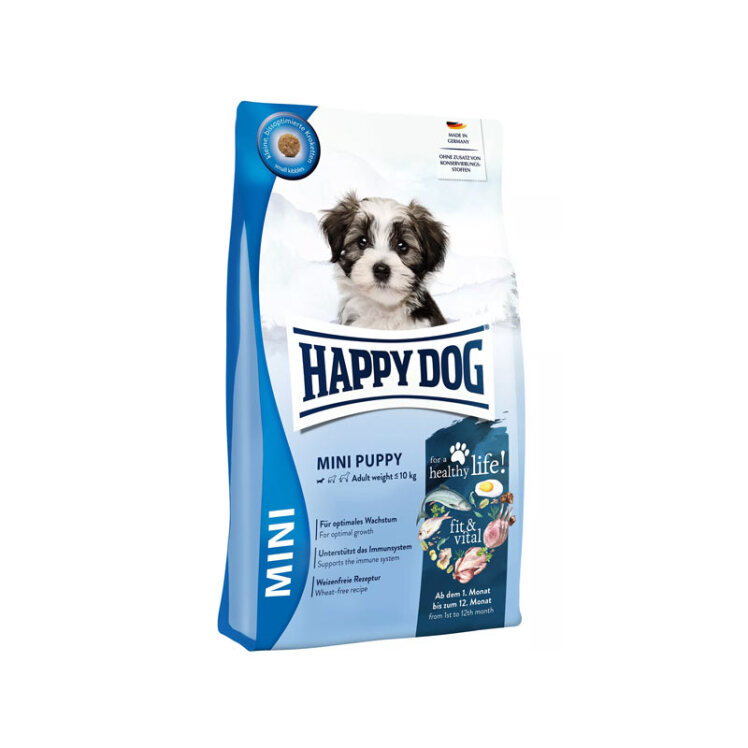 تصویر غذای خشک توله سگ نژاد کوچک هپی داگ Happy Dog Mini Puppy Fit & Vital وزن 4 کیلوگرم