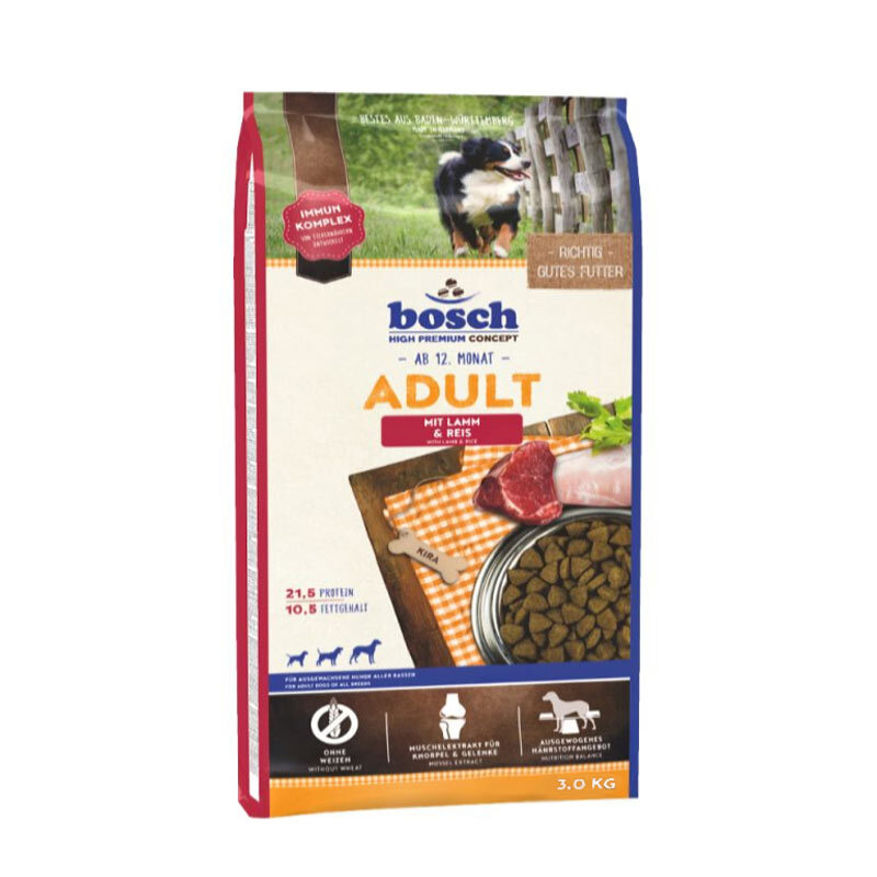  تصویر غذای خشک سگ بوش با طعم گوشت بره و برنج Bosch Adult Lamb & Rice وزن 3 کیلوگرم 