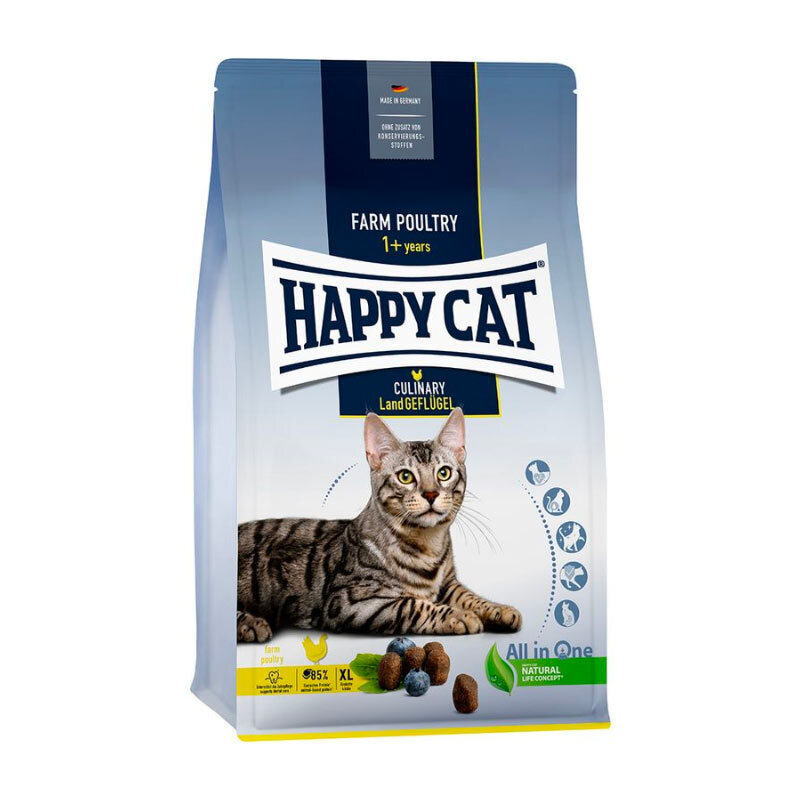  تصویر غذای خشک گربه هپی کت با طعم مرغ HappyCat Culinary Farm Poultry وزن 4 کیلوگرم از نمای رو به رو 