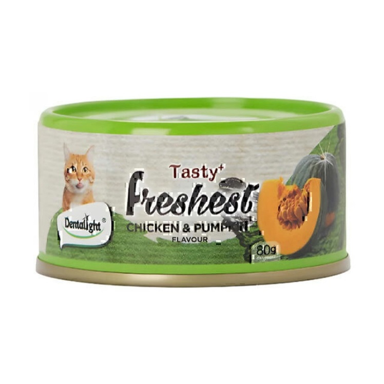 تصویر 2 کنسرو گربه دنتالایت با طعم مرغ و کدو حلوایی Dentalight Cat Food With Chicken And Pumpkin وزن 80 گرم