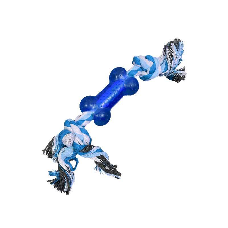  عکس اسباب بازی دندانی سگ استخوان و طناب رنگ آبی 