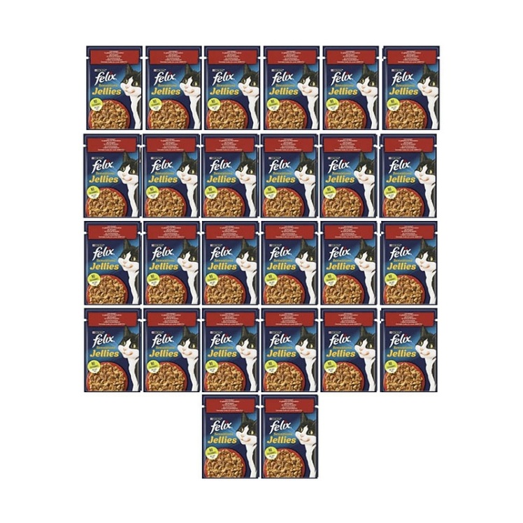 تصویر پوچ گربه فلیکس با طعم گوشت گاو و گوجه فرنگی در ژله Felix Sensations Beef And Tomato in Jelly وزن 85 گرم
