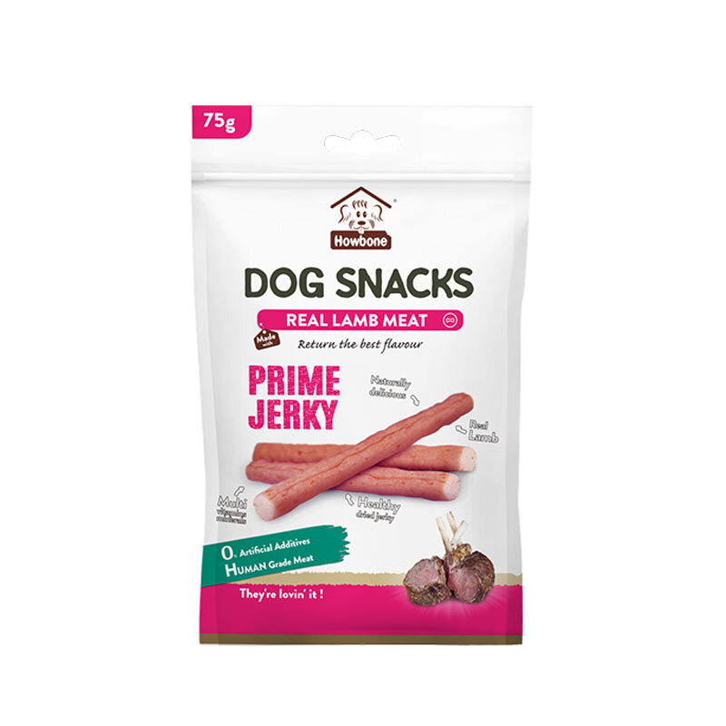  تصویر 1 تشویقی سگ با طعم گوشت گوزن هابون Howbone Dog Snacks With Real Lamb Meat وزن 75 گرم 