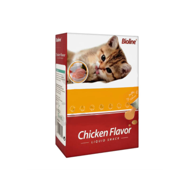  تصویر بستنی گربه بایولاین با طعم مرغ Bioline Chicken Flavor بسته 24 عددی 