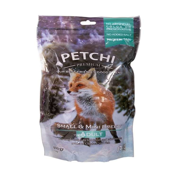عکس جزییات بسته بندی غذای خشک پرمیوم سگ نژاد کوچک پتچی Petchi Adult Small & Mini وزن 400 گرم