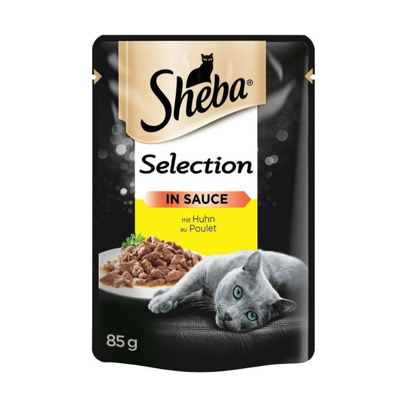  تصویر پوچ گربه با طعم گوشت مرغ در سس شیبا Sheba Chicken In Sauce وزن 85 گرم 