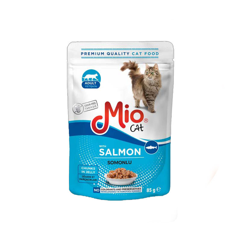  تصویر پوچ گربه با طعم سالمون MioCat Salmon وزن 85 گرم 